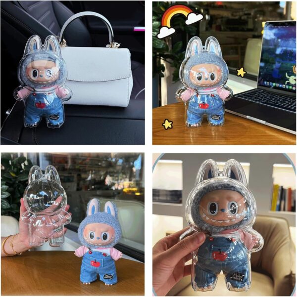1733508469 Plastic Clear Display Box With Key Chain For Labubu Doll Protective Cover For Labubu Plush Toy Transparent Pvc Bag For Storage Doll Not Include 17cm.jpg