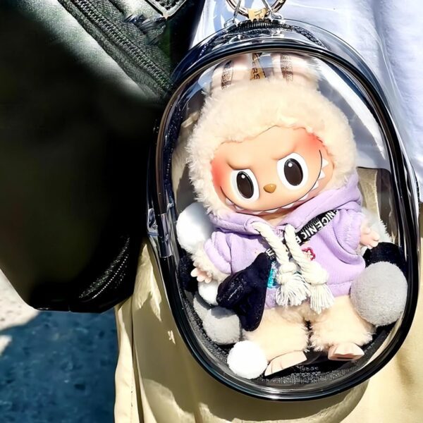 1736808609 Calembou Bjd Doll Clear Display Bag Portable Figures Storage Bag With Keychain Mini Doll Hanging Box Double Zipper Closure Dustproof Case For Labubu Figures Plushies Elliptic Box Pink 19cm.jpg