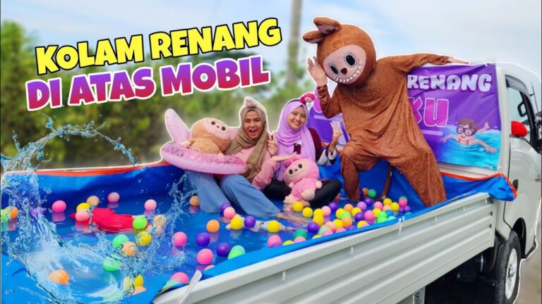 Kelazz!! kita berenang di mobil bak keliling kampung sama labubu|