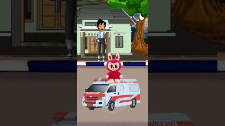 Labubu naik mobil ambulan 😅 #shorts #shortsfeed #animation #upinipin #kartun
