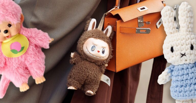Plushie bag charms are trending: labubus & monchhichis