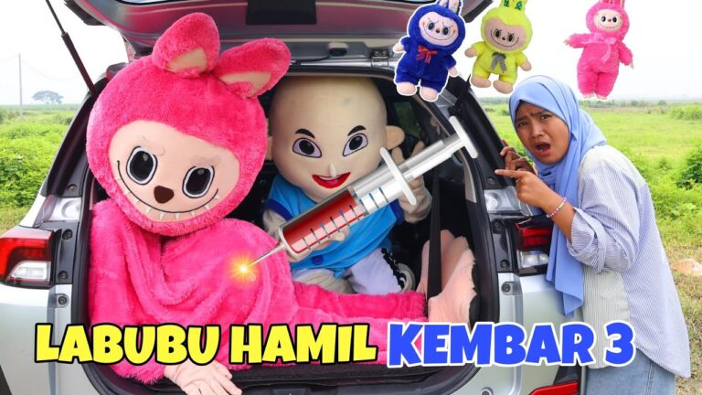 Labubu hamil melahirkan kembar 3 di mobil disuntik upin |