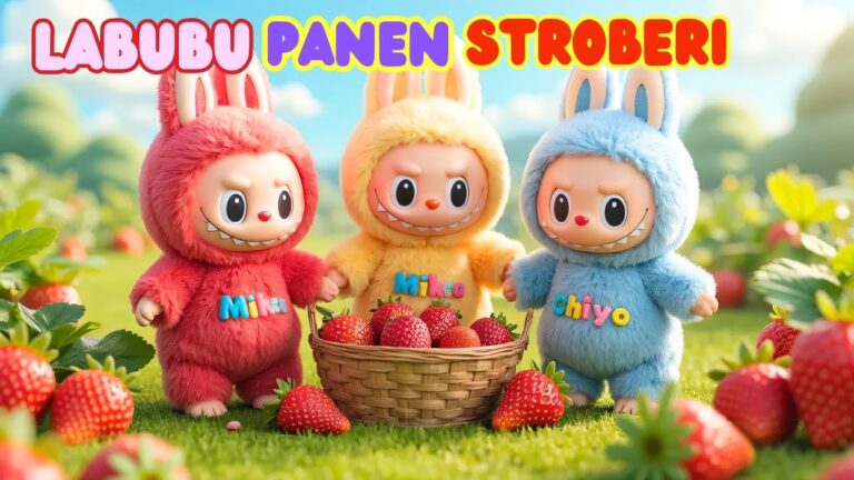 Labubu panen stroberi #labubu #laguanakindonesia #laguedukasi