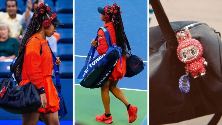 Labubu, glittering jacket and roses in her hair: naomi osaka’s