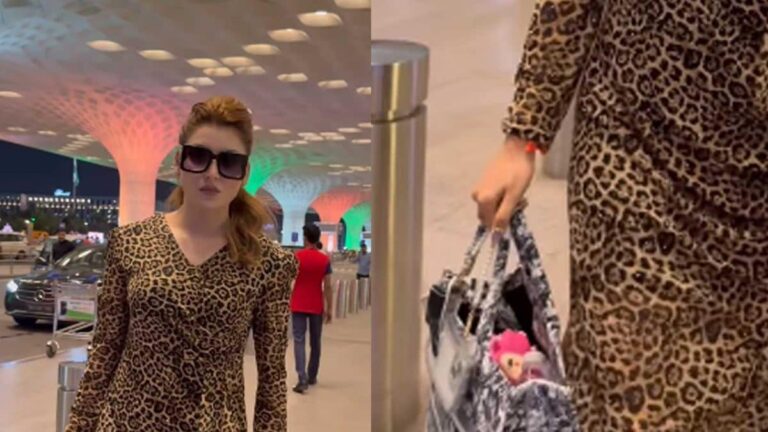 Urvashi rautela and her labubu dolls turn mumbai airport into