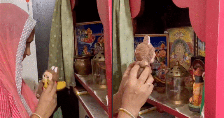 Woman mistakes labubu doll for a chinese god & starts
