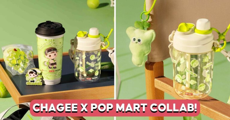 Chagee x pop mart: green grape milk tea and hacipupu