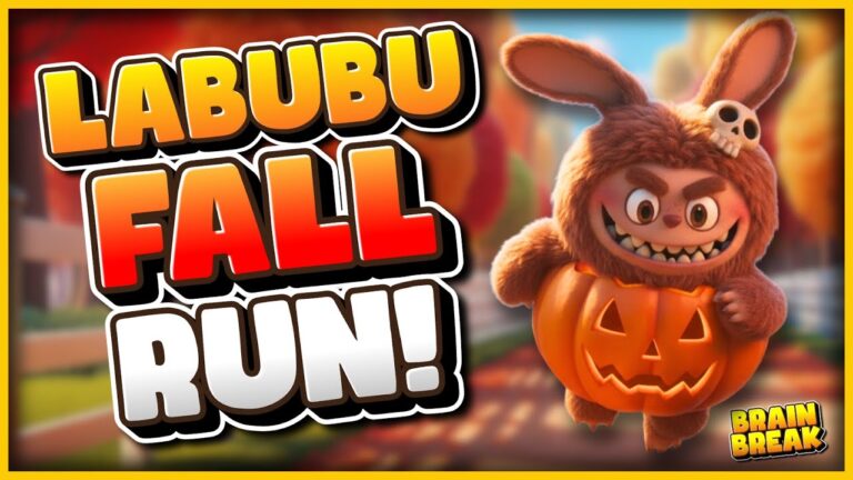 Labubu fall run! 🍁 autumn brain break 🍁 fall games